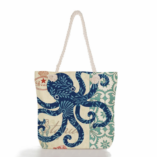 Women's Fashion Print Thick Rope Handbag