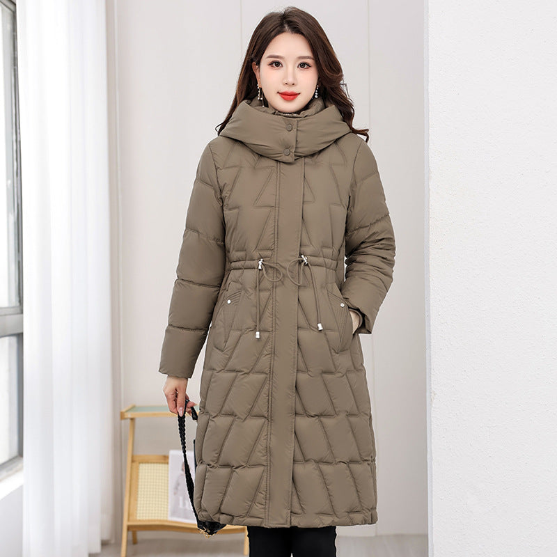 Mellemlang Slim Fit Plus Size Vatteret Frakke Til Kvinder Vinter Ny