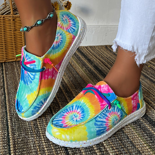Tie-dyed Colored Canvas Shoes Casual Lace Up Lightweight Low Top