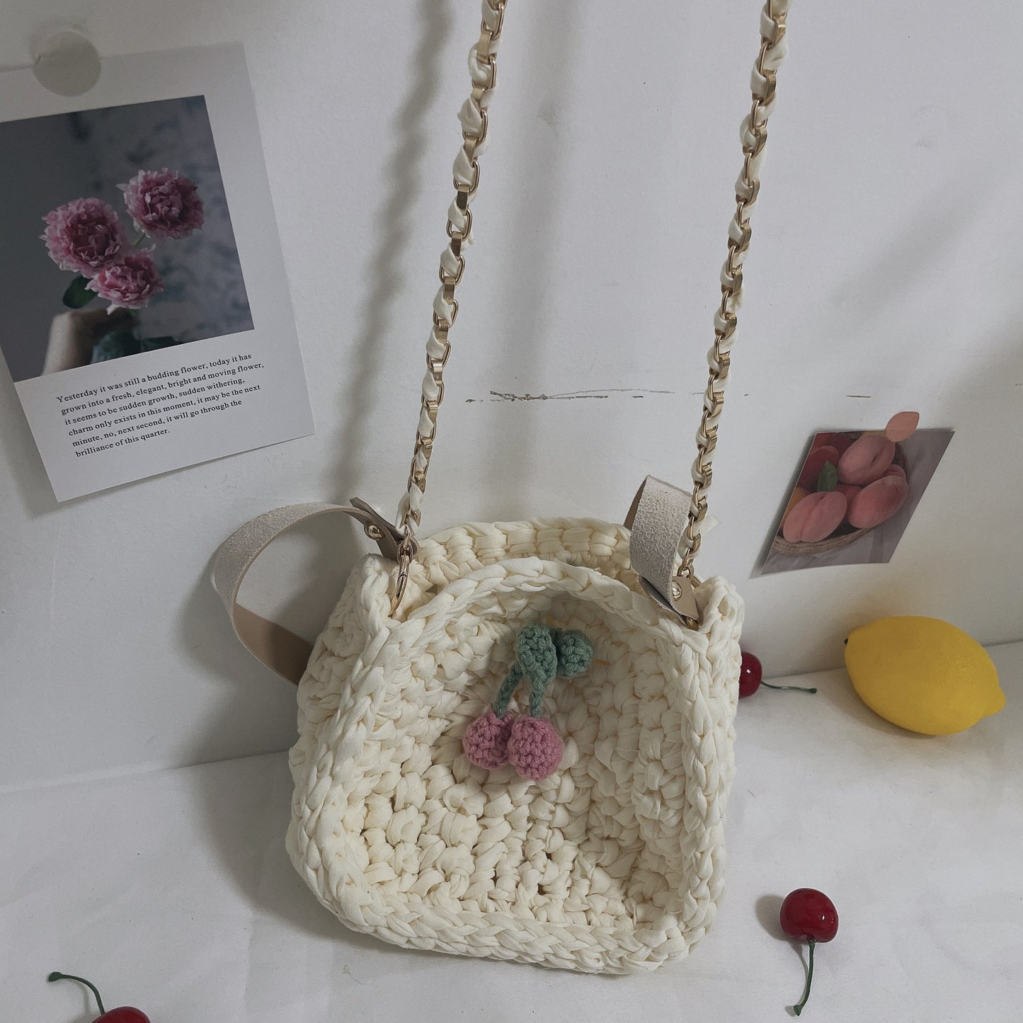 Material Self-made Cloth Line One-shoulder Messenger Bag