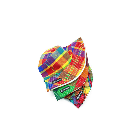 Cotton And Linen Breathable Bucket Hat Rainbow Check