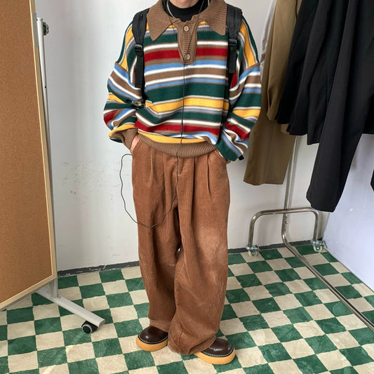 New Vintage Colored Striped Polo Knit