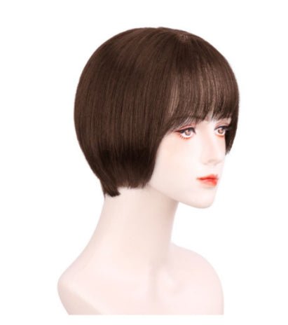 Natural Human Hair Clavicle Hairstyle Full Head Wig Sheath