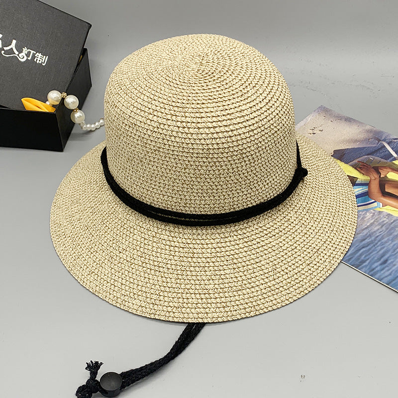 New Foldable Adjustable Windproof Rope Women's Straw Hat
