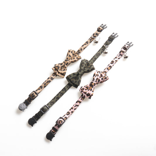 New Leopard Pattern Pet Collar Cat Collar With Bell Cat Collar Factory Direct Sales