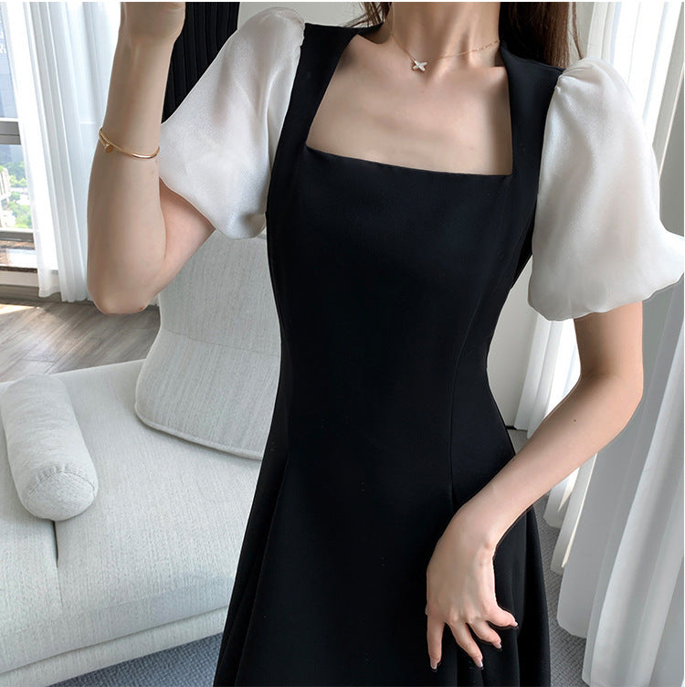 French Vintage Hepburn Square Neck Dress