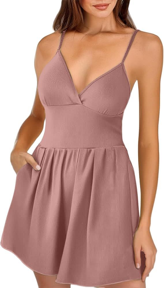 Sexy Deep V-neck Solid Color Camisole Casual Pleated Jumpsuit