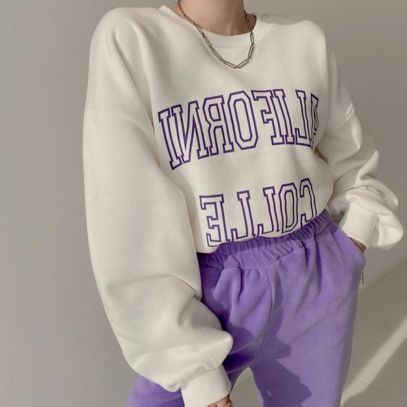 Versatile Western Alphabet Print Slit Sweatshirt