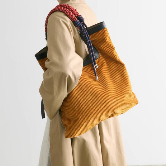 Corduroy Tote Vintage Large Capacity Shoulder Bag