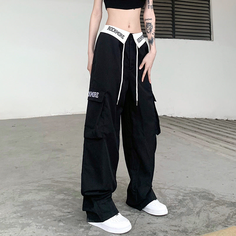 Handsome Color Bump Hem Pants Design Overalls