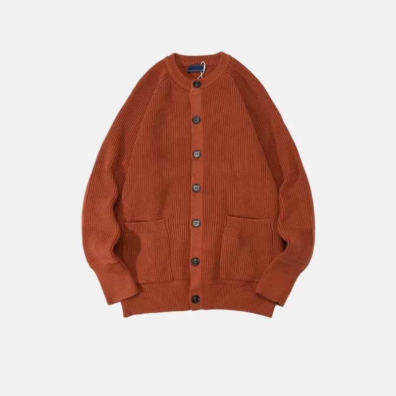 Herre rundhals løs afslappet trend frakke sort sweater