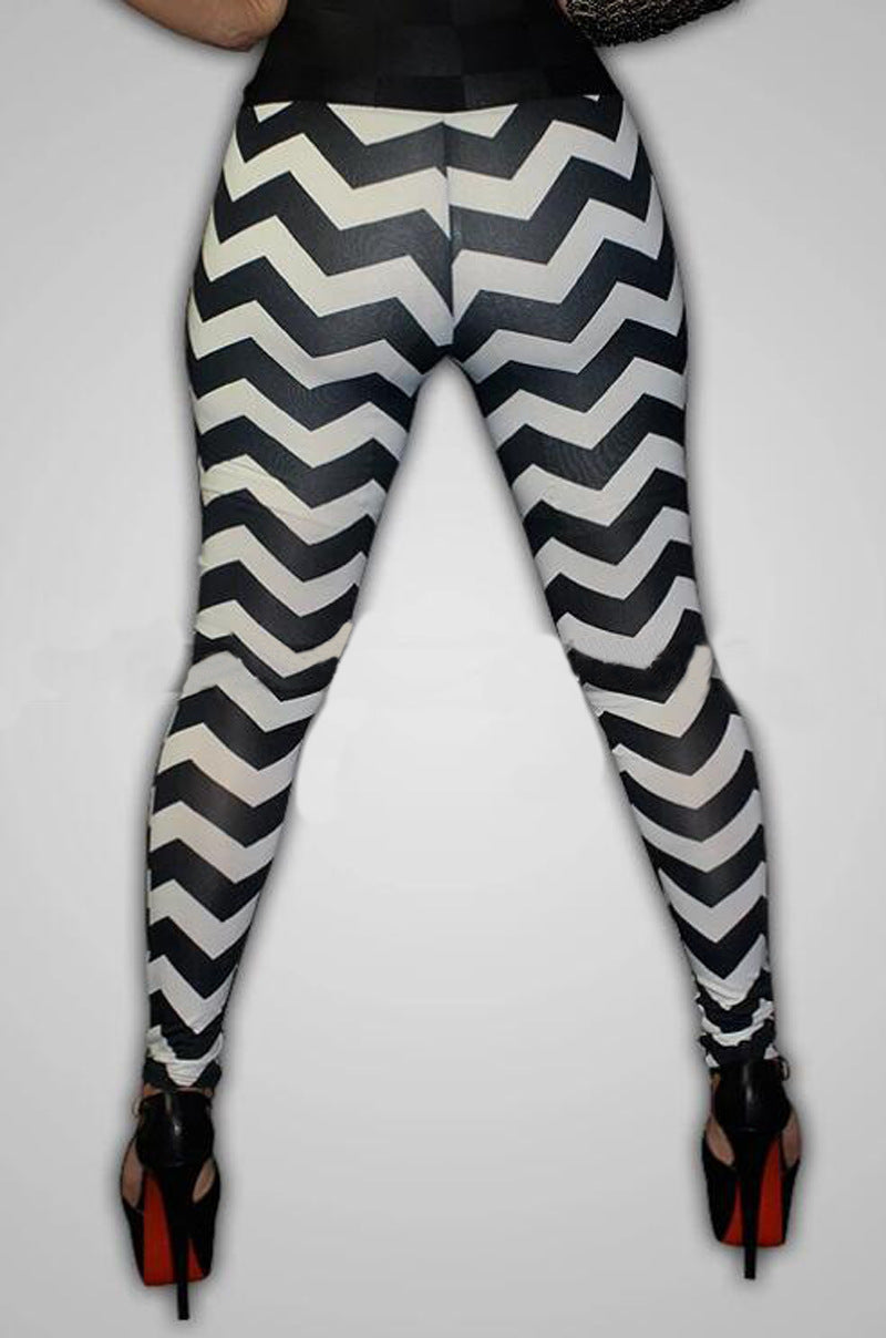 Fashion Casual Printed Black And White Plaid Trousers