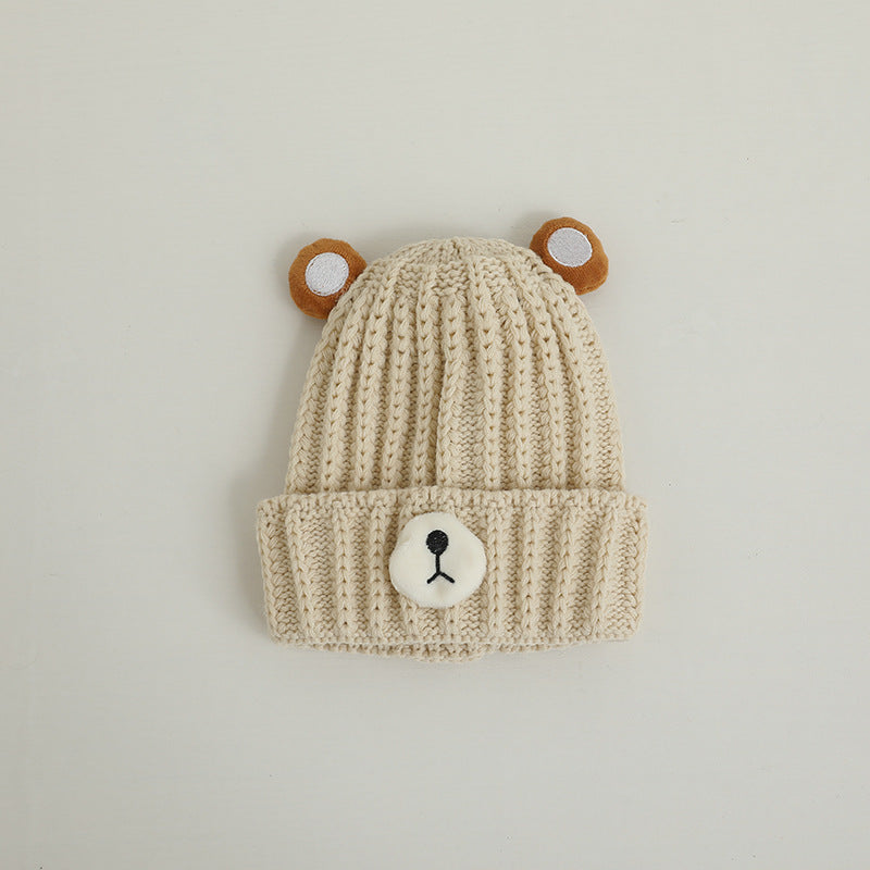 Knitted Hat Bear Candy Color Woolen Cap