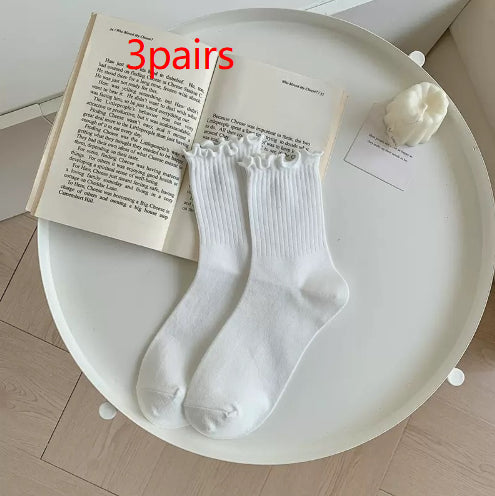 White Lace Socks Mid-calf Thin Mary Jane Shoes Scalloped Socks Versatile