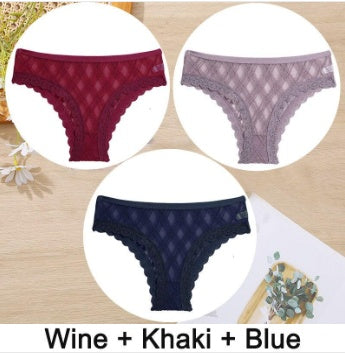 Women's Mesh Lace Trim Panel Briefs