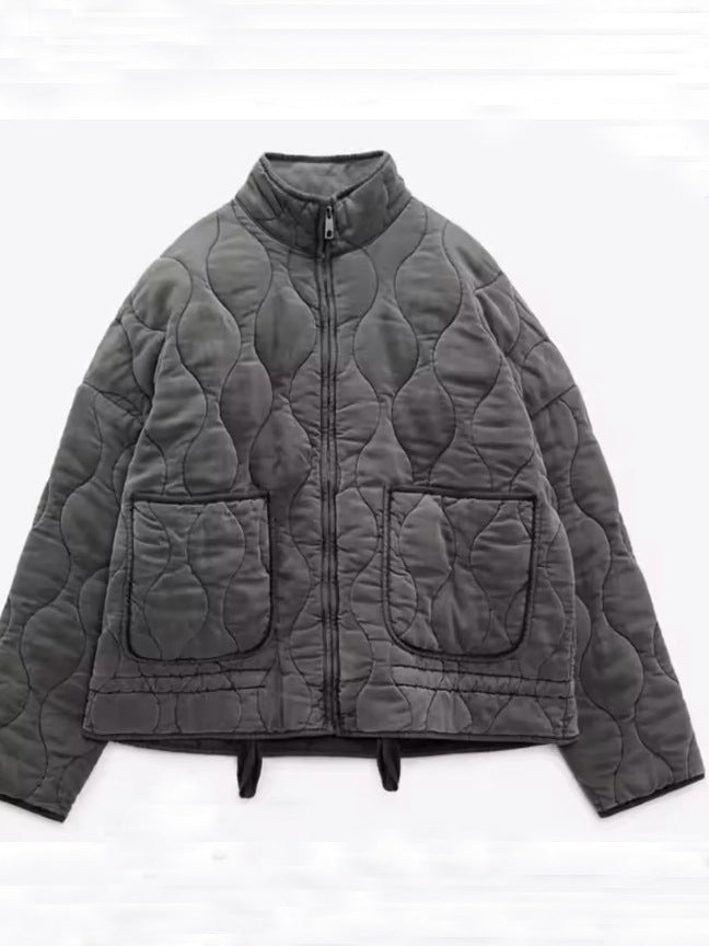 Women's Pocket Decoration Cotton Jacket Coat