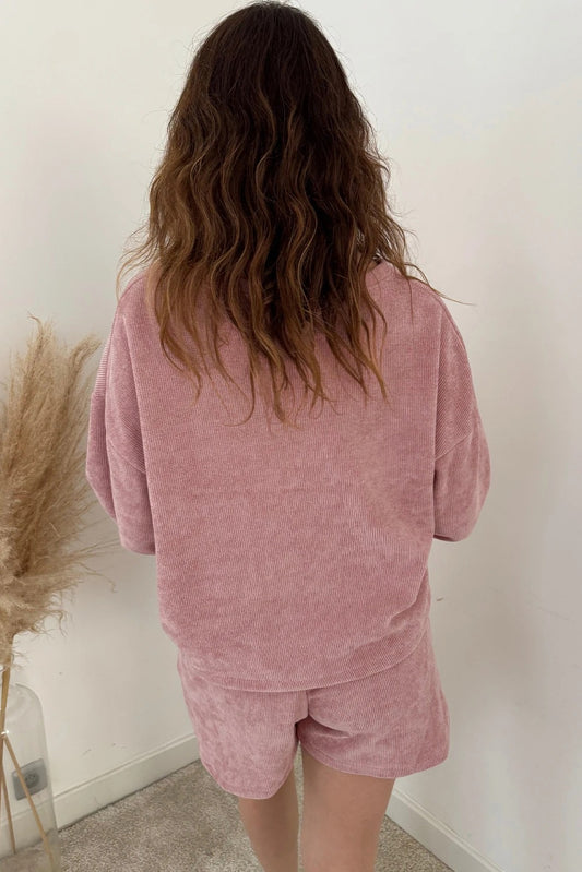 Women's Solid Color Round Neck Homewear Casual Long Sleeve Drawstring Suit