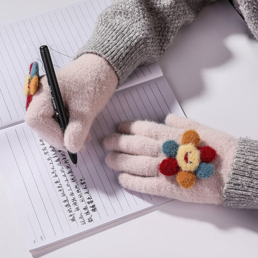 Winter New Children's Gloves Sable All Fingers Cute