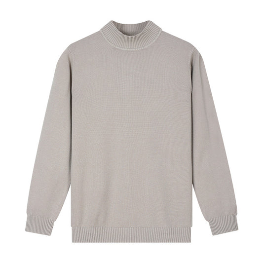 Autumn And Winter High-end Semi-turtleneck Sweater For Men, Solid Color Versatile Lazy Warm Knitted Undershirt