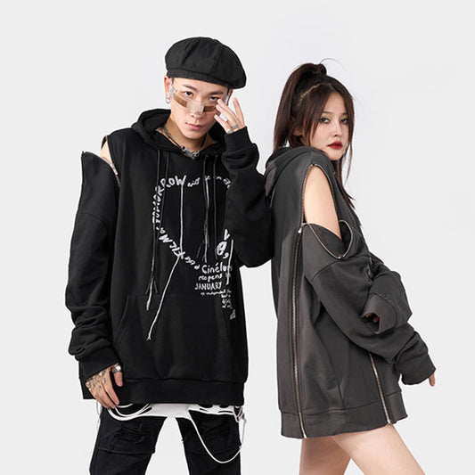 Fashionable Heart 3D Print Detachable Sleeve Jacket