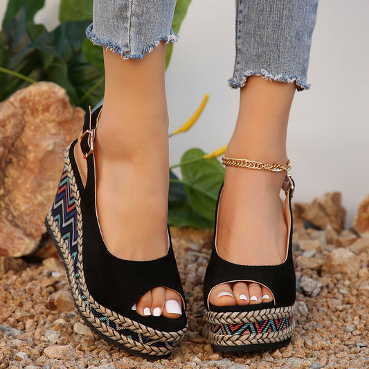 Heel Plus Size Wedge Sandals Women's Platform Platform Roman Style Shoes