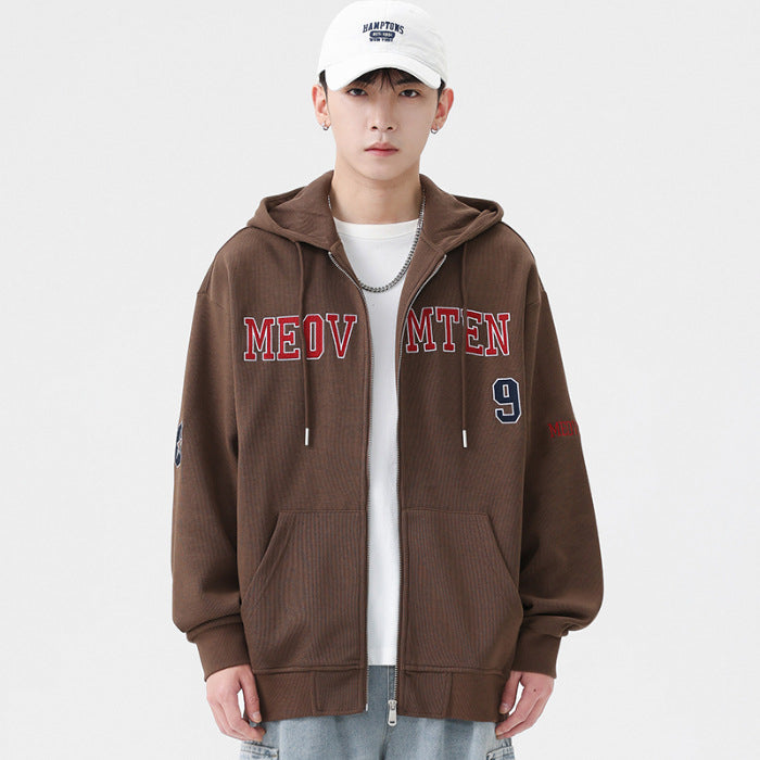 American-style Heavy Zipper Cardigan Hooded Bathroom