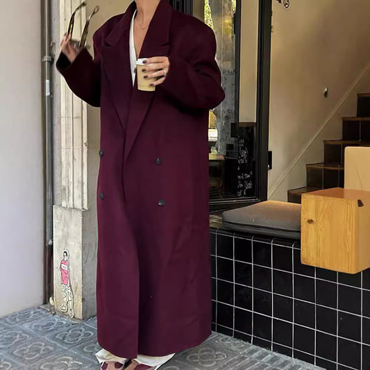 Wine Red Long Lapel Blazer