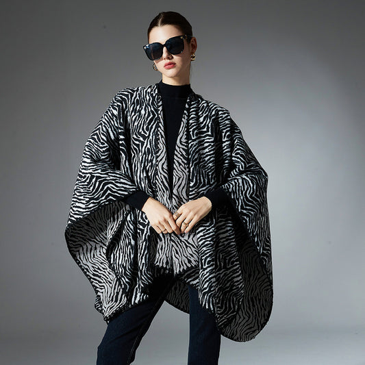 New Mid-length Warm Winter Zebra Shawl