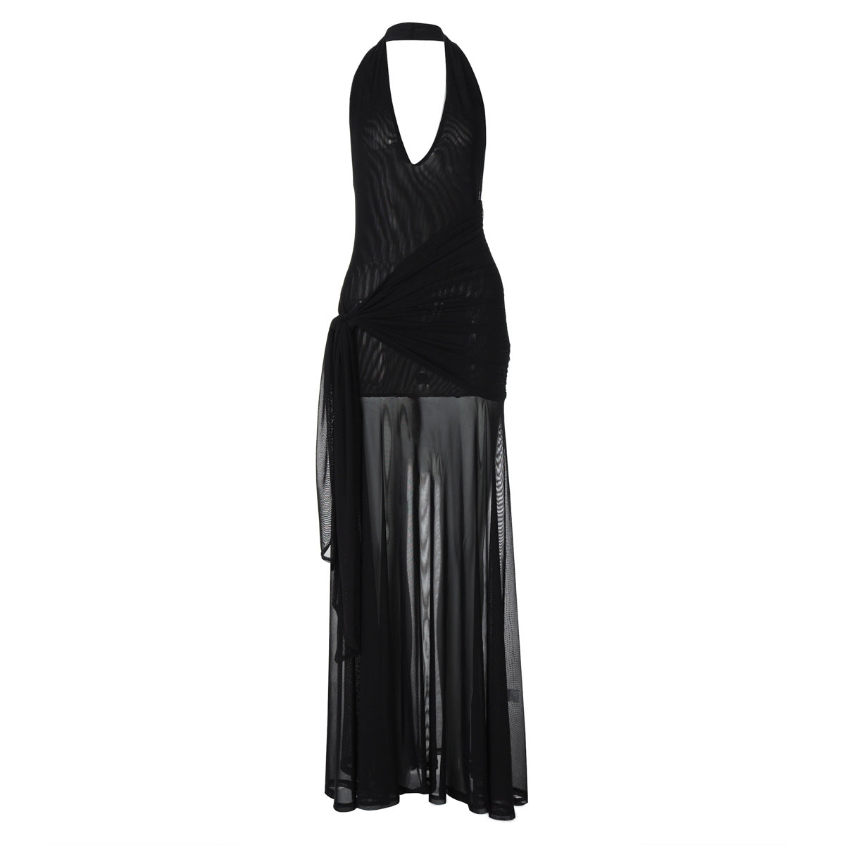 Womens Cutout Side-Waist Tied Casual Dress