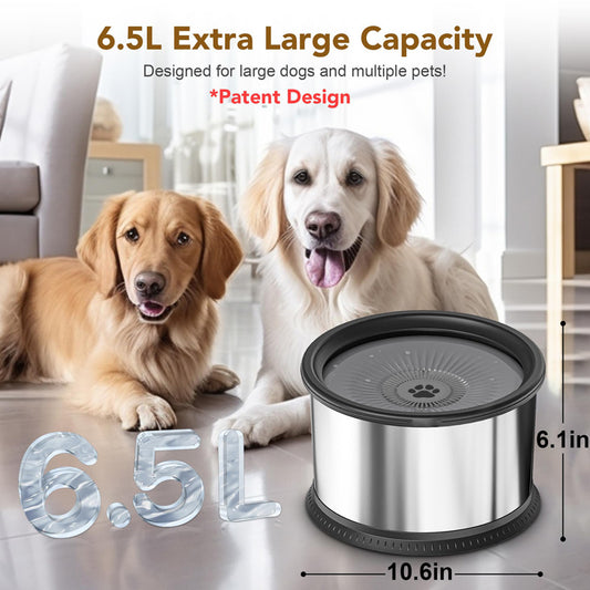 Stainless Steel Large Capacity Pet Non-slip Splash-proof Water Bowl