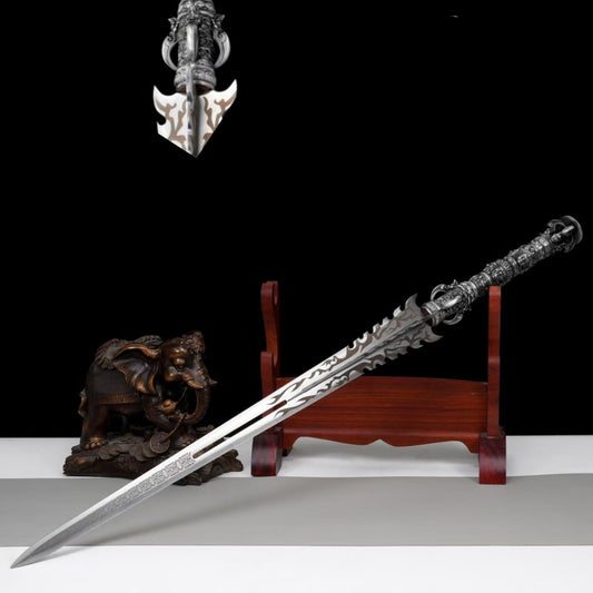 Long Style Han Jian, Demon Subduing Sword, High Manganese Steel Battle Sword Unsharpened Cold Weapon For Self-Defense, Decoration