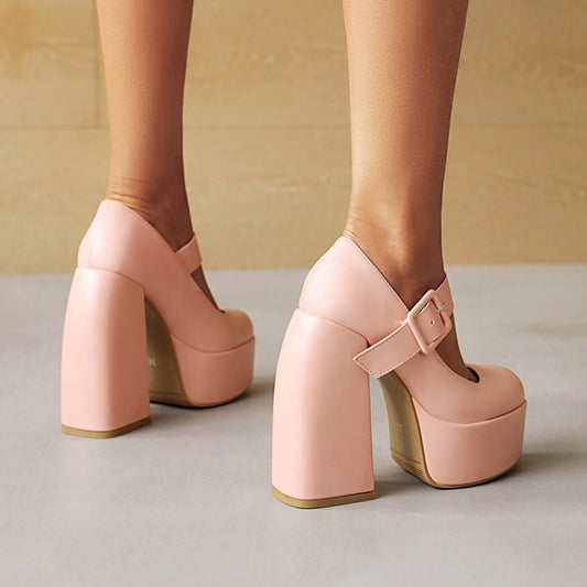 Women's Chunky Heel Plus Size Small Leather Shoes