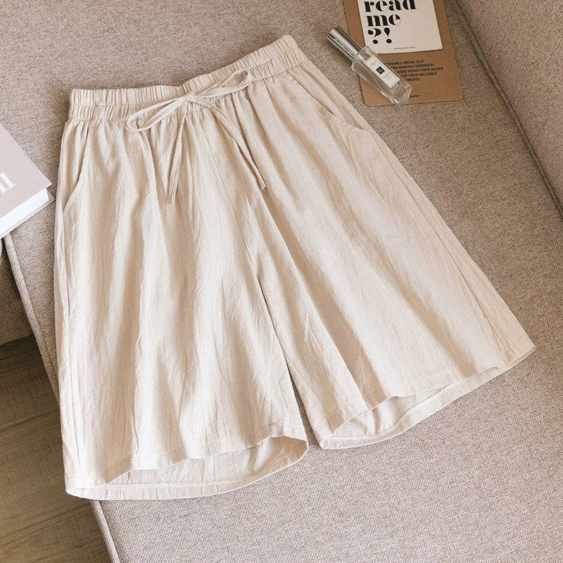 Nye løse shorts i bomuld og hør til kvinder
