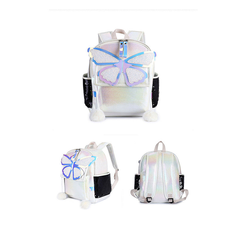 Sequined Butterfly Cute Backpack Female Korean Style Student Schoolbag Female