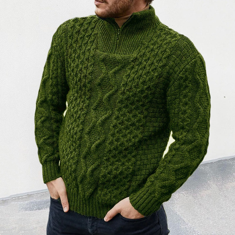 Knitted Sweater Zipper Turtleneck Long Sleeve
