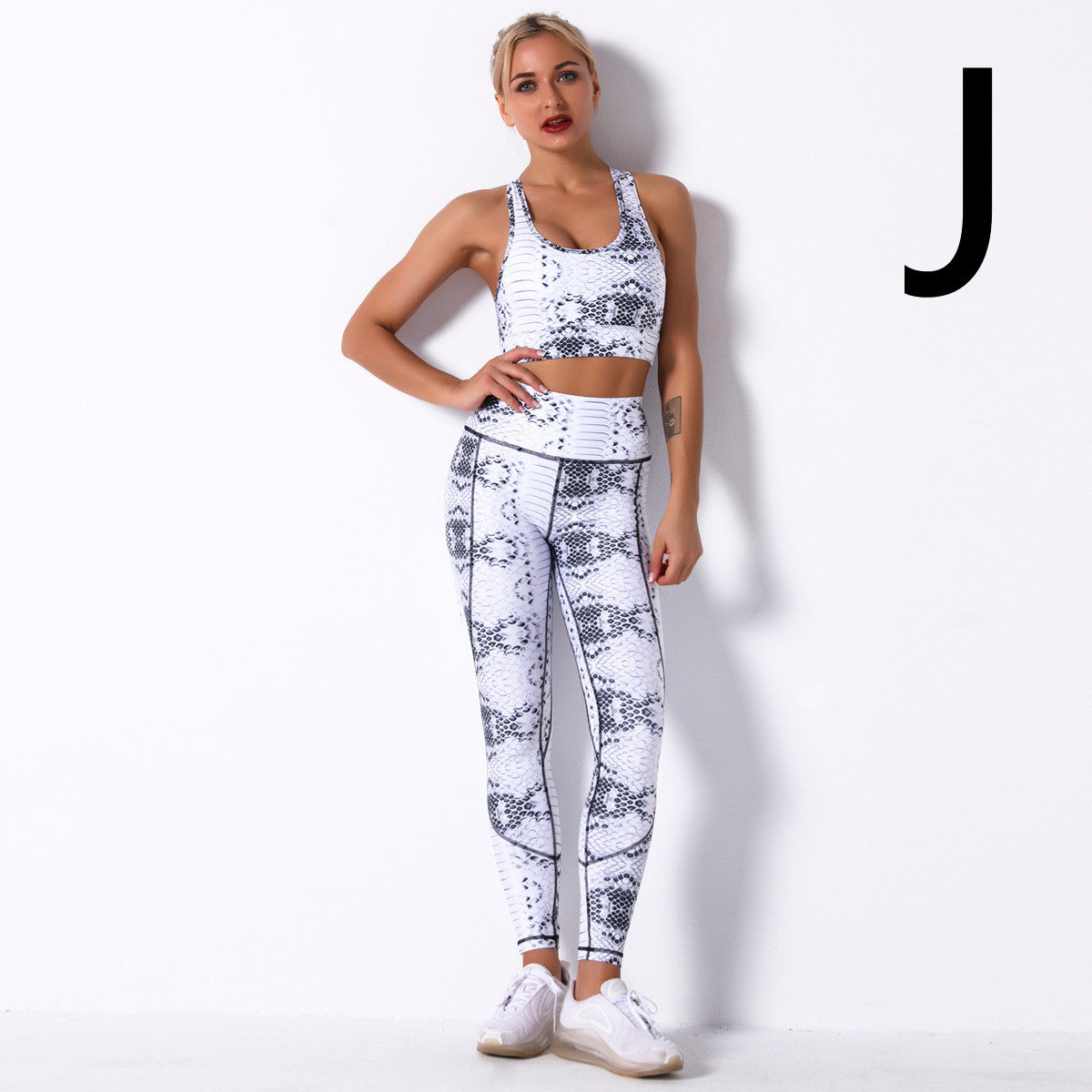 Digital Printing Shockproof Gather Bra Yoga Sports Fitness Suit Set