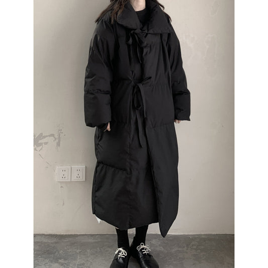 Down Cotton-padded Coat Dark Loose Lovers Three-quarter Length Women
