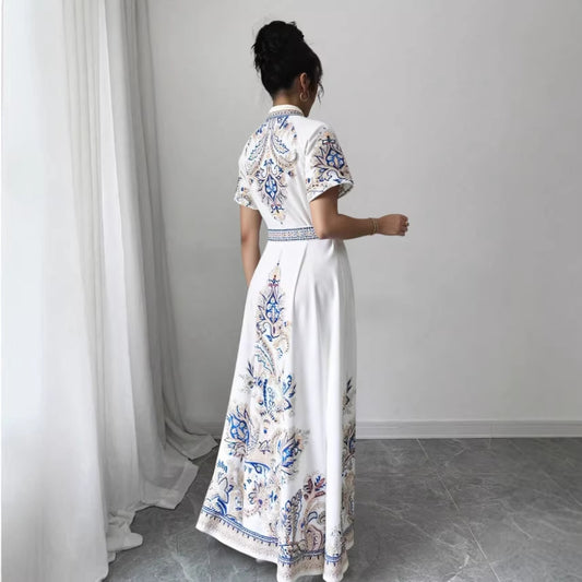 Elegant Lapel Single-breasted Button-up Shirt Dress