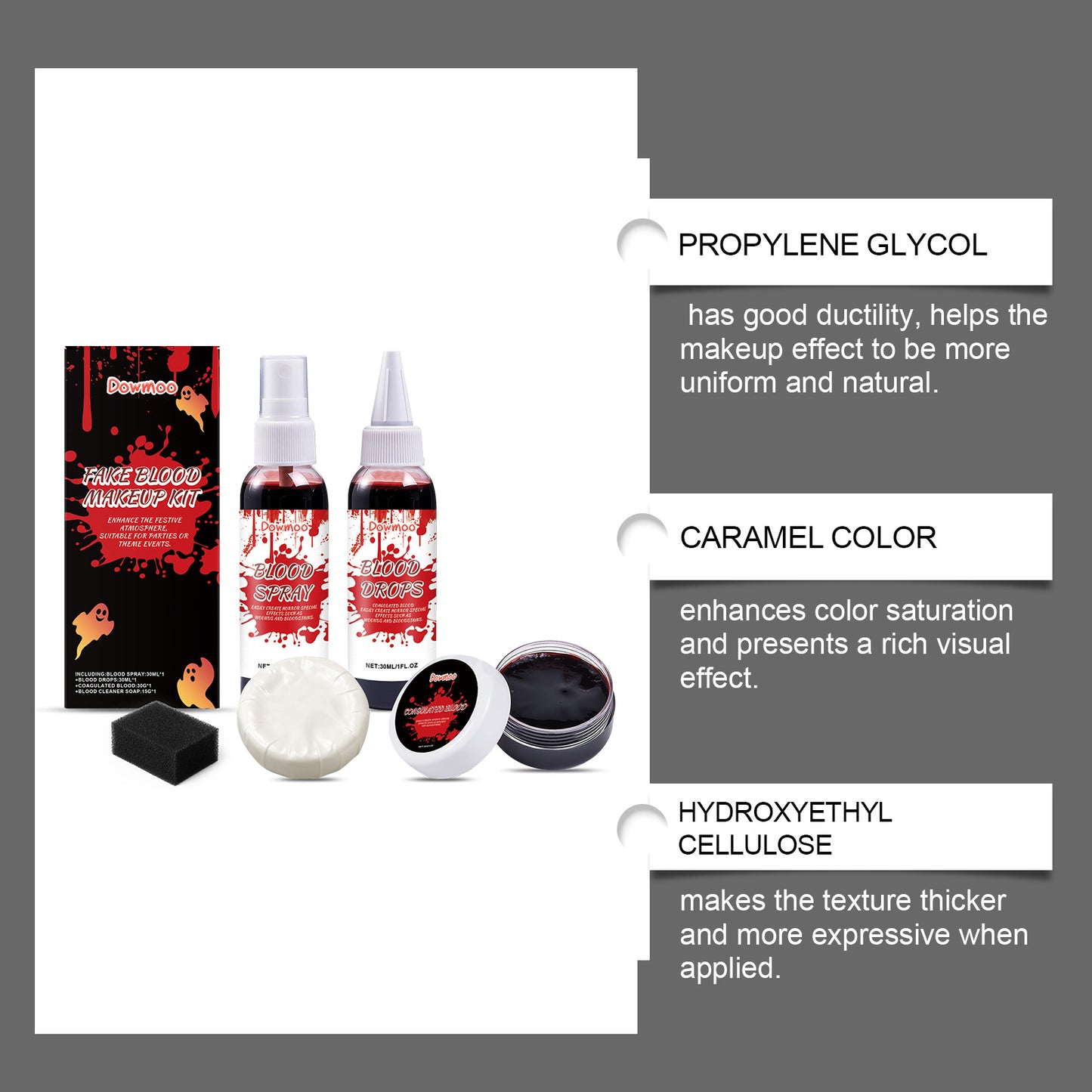 DOWMOO Halloween Fake Blood Makeup Set Funny Makeup Plasma