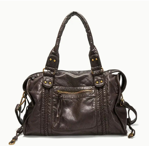 Women's French Retro Motorcycle Bag Shoulder Messenger Bag