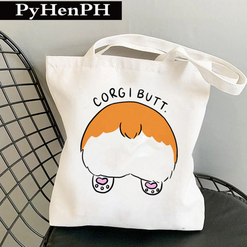 Canvas Tote Milk Tea Printing Shoulder Portable Canvas Bag