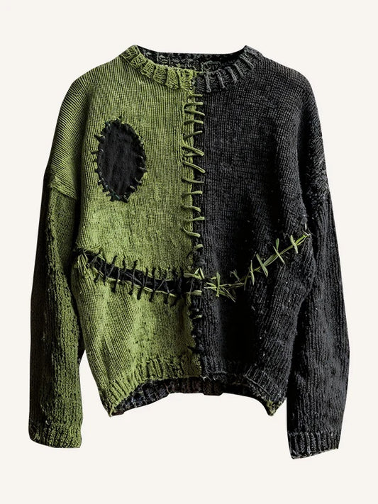 Dame Halloween sweatshirt med print og rund hals