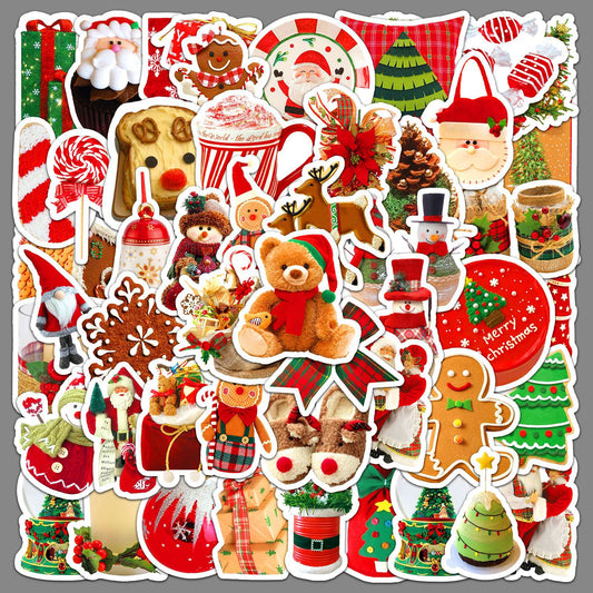 Christmas Decoration Santa Snowman Gingerbread Elk Cartoon Waterproof Water Cup Journal Stickers