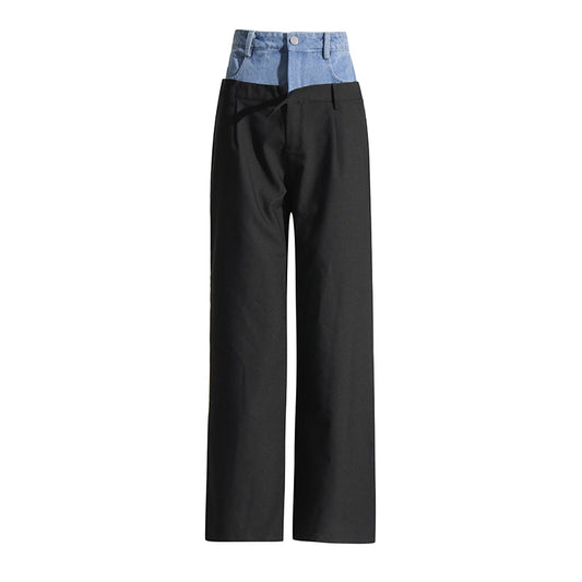 Satin Stitching Denim Retro Trendy Straight-leg Pants