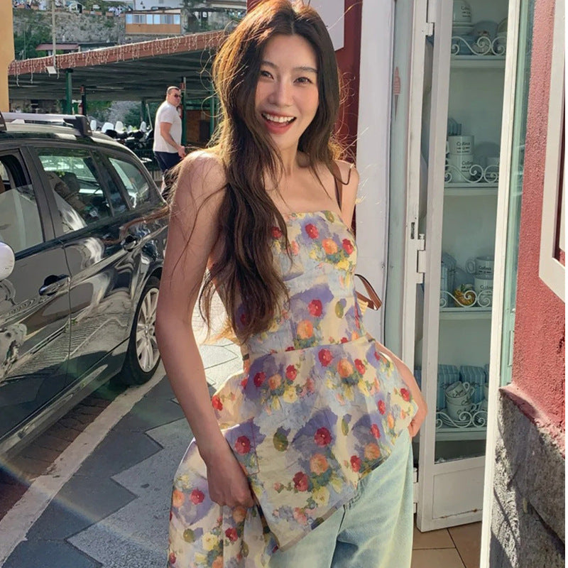 Pure And Alluring Style Oil Painting Print Tube Top For Women