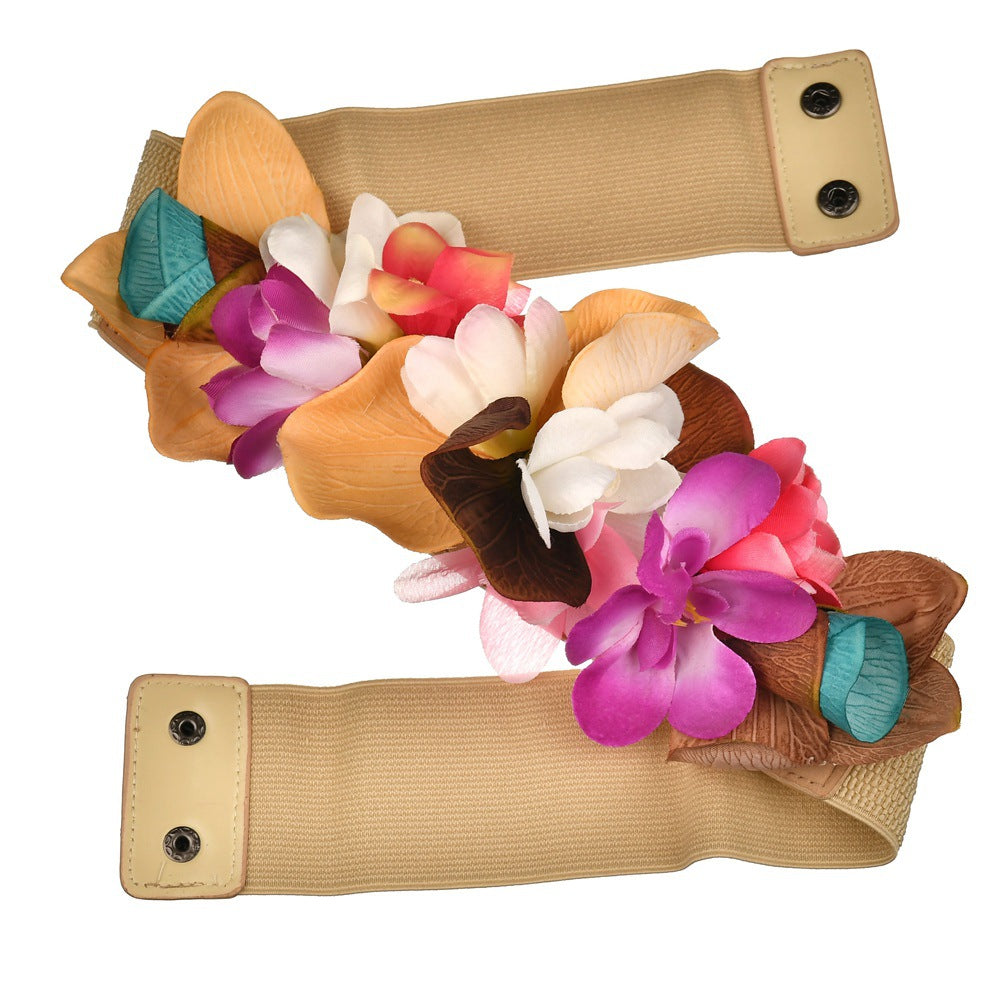 Simulation Phalaenopsis Ultra-Wide Waistband Headband Decorative Belt