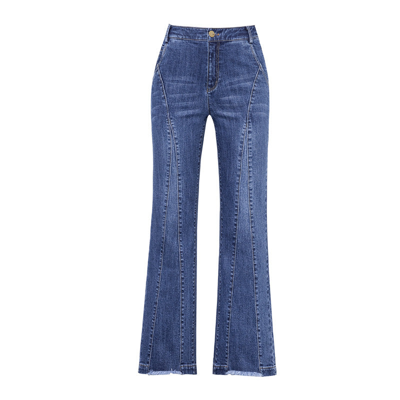Spring Loose Casual High Waist Thin Raw Edge Trousers