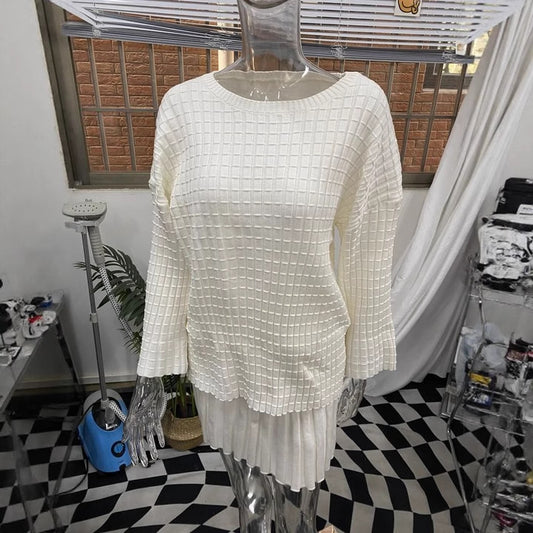 Women's Warm Pleated Casual Long-sleeve Sweater Set