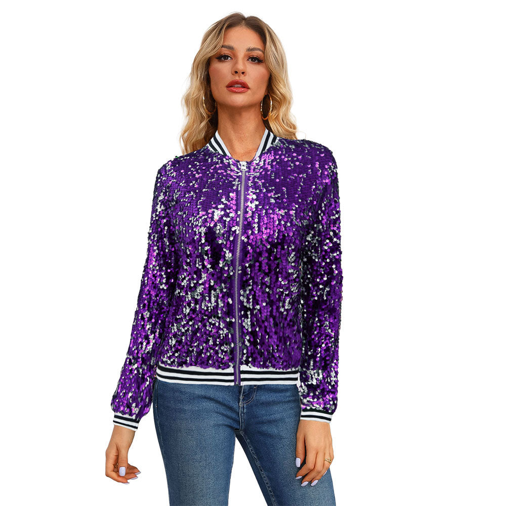 Fashionable Sequins Long Sleeve Coat For Women