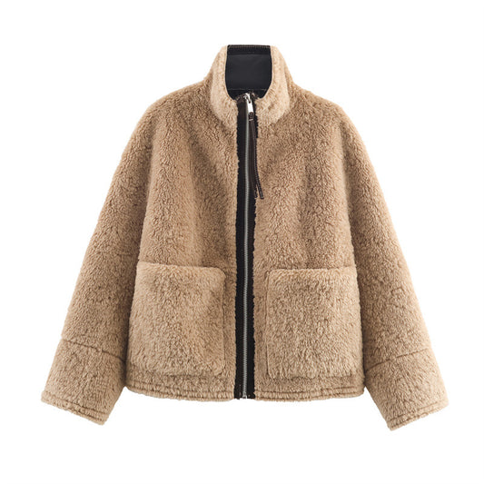 French Double-sided Shearling Jacket Coat